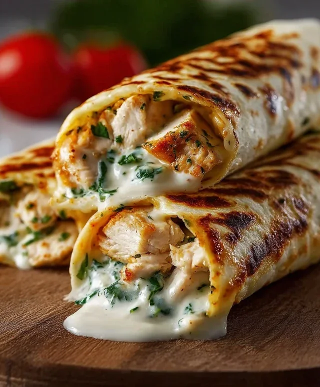 Cheesy Garlic Chicken Wraps