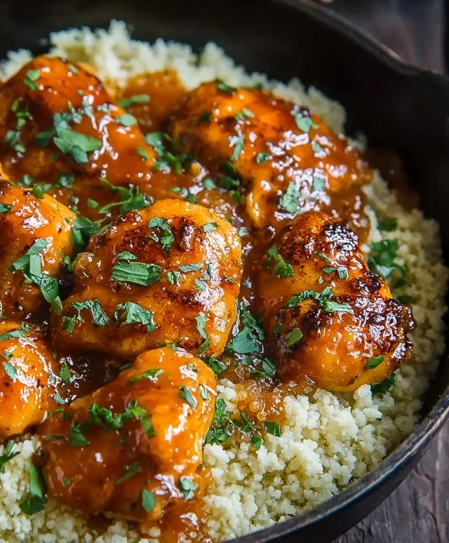 Sweet and Sticky 3 Ingredient Apricot Chicken with Cauliflower Rice
