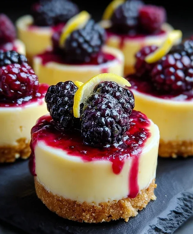 Lemon Raspberry Blackberry Mini Cheesecakes
