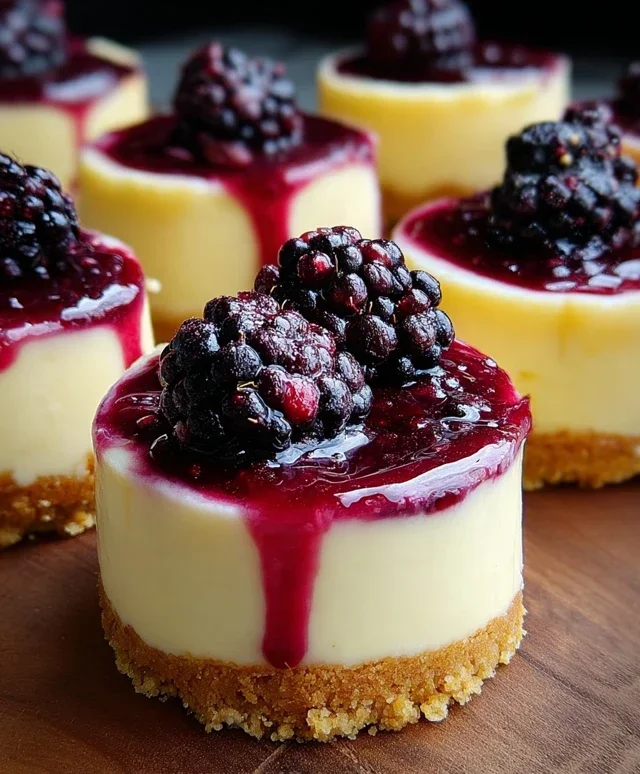 Lemon Raspberry Blackberry Mini Cheesecakes