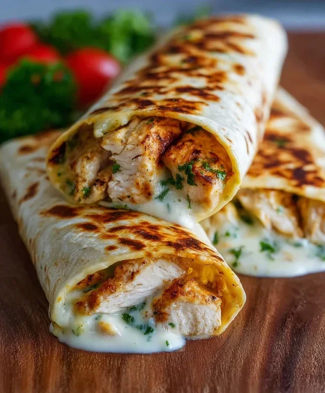 Low Carb Cheesy Garlic Chicken Wraps