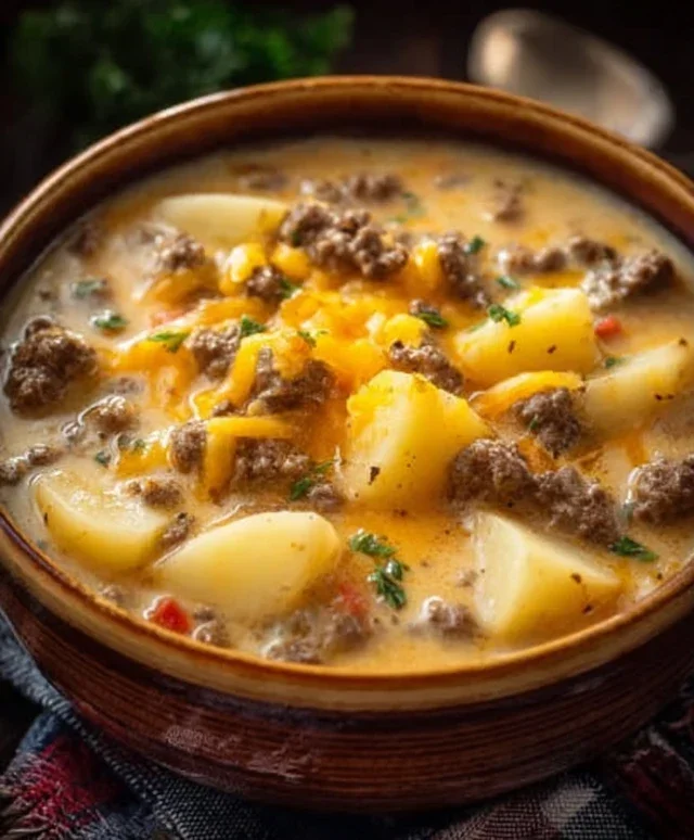 Cheesy Beef Beef Hamburger Potato Soup