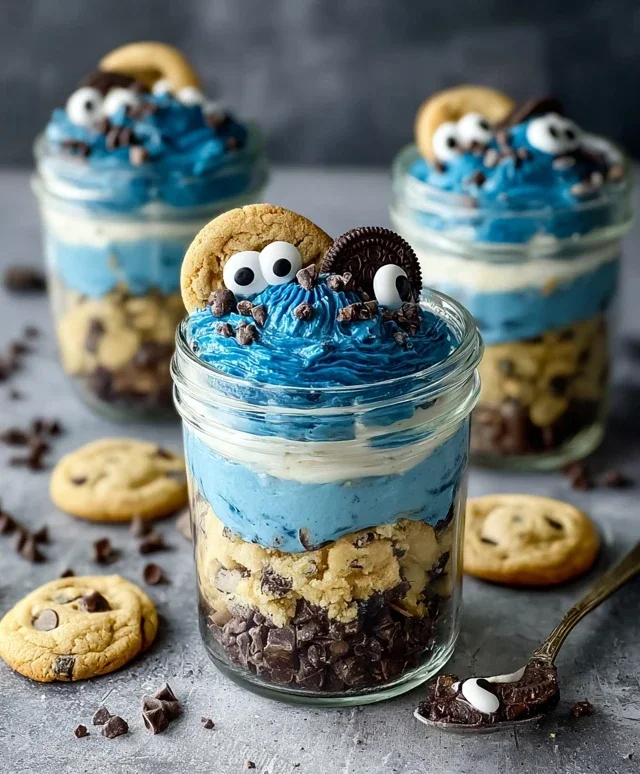 Cookie Monster Cake Jars