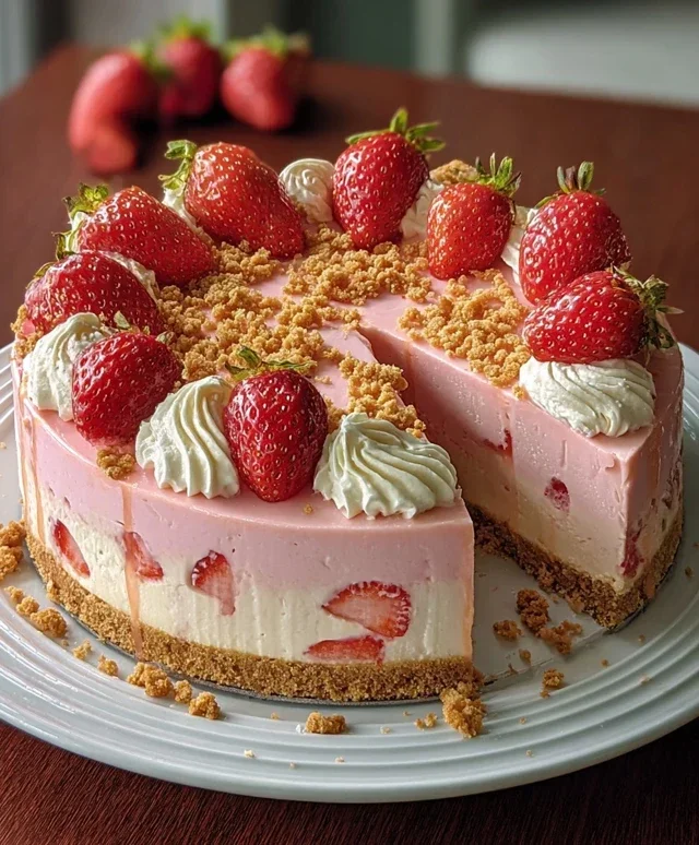 Pink Strawberry Crunch Cheesecake